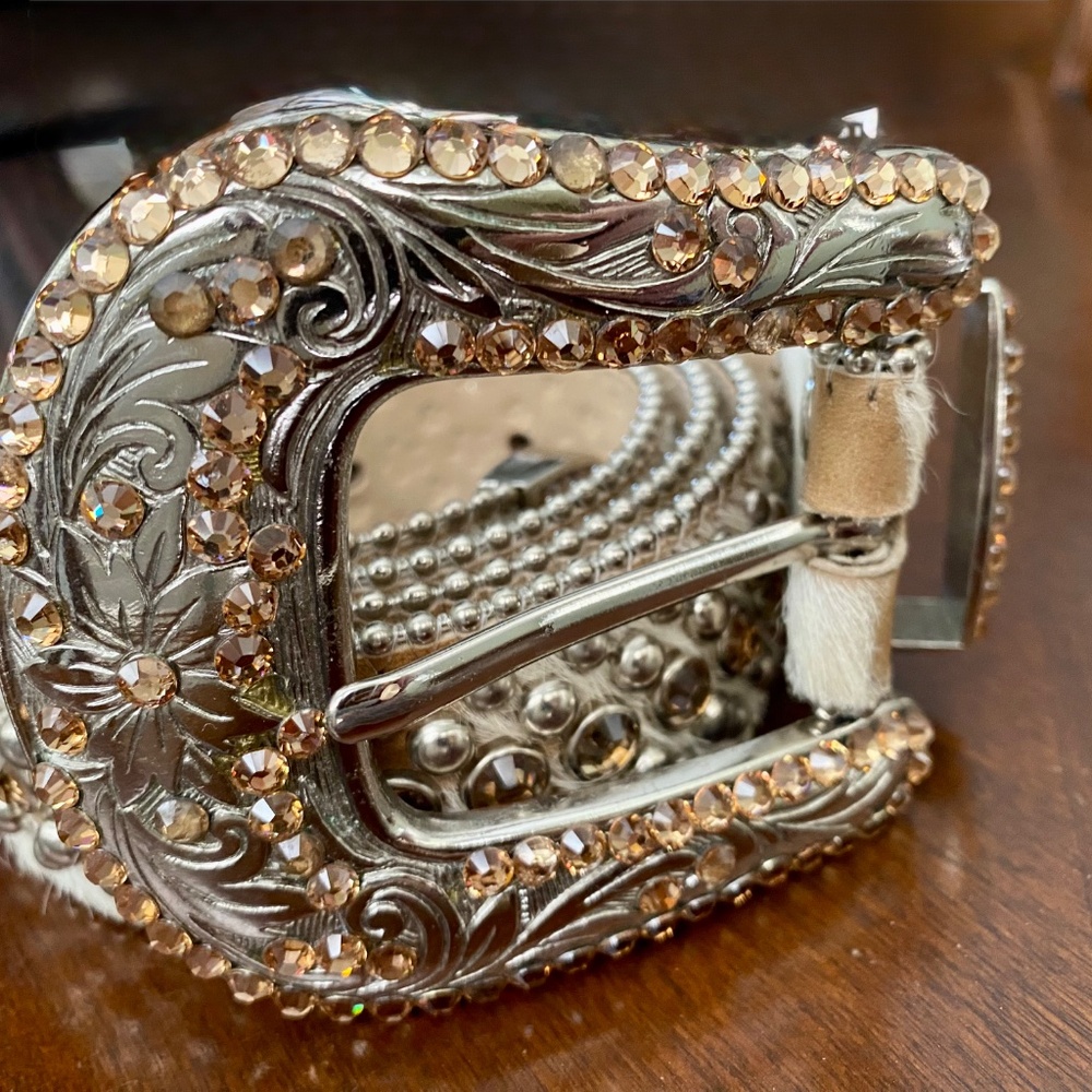 BB SIMON $595 Vintage Crystal Pony Hair Cowgirl Rocker Belt 38 - Picture 4 of 10